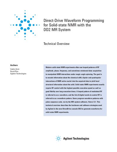 Direct Drive Waveform Programming for Solid-state NMR with the DD2 MR System Technical Overview - cover page