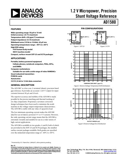 Analog Devices AD1580 Voltage Reference Datasheet - cover page
