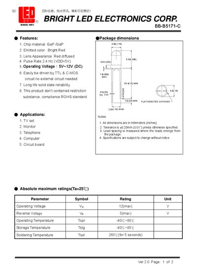 Bright LED BB-B5171-C Datasheet - cover page