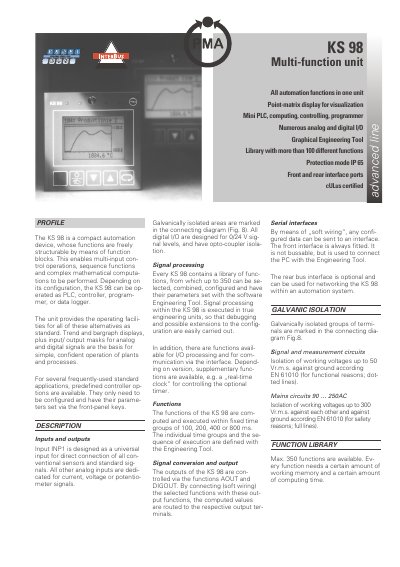 PMA KS 98 Multi-function Automation Device Profile