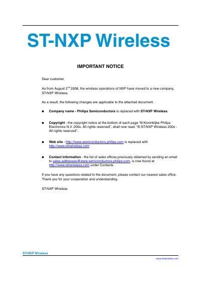 ST-NXP Wireless ISP1521 USB Hub Controller Datasheet - cover page