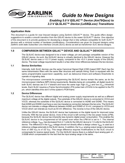Zarlink Am79Qxxx to Le58QLxxx Transition Application Note - cover page