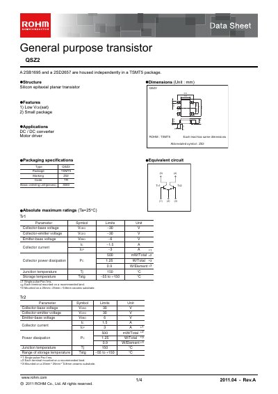 ROHM QSZ2 Datasheet - cover page