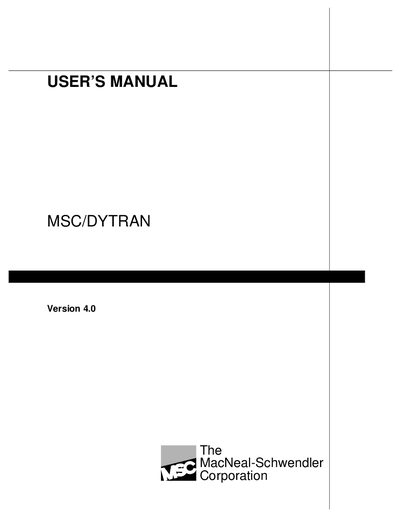 MacNeal-Schwendler MSC/DYTRAN Version 4.0 User Manual - cover page