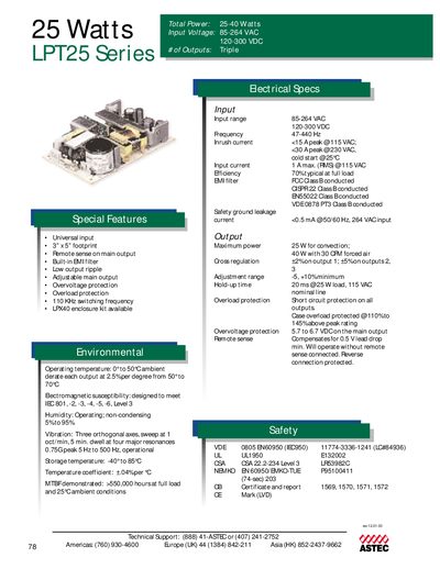 Emerson LPT25 Series 25‑Watt Power Supply Product Data Sheet - cover page