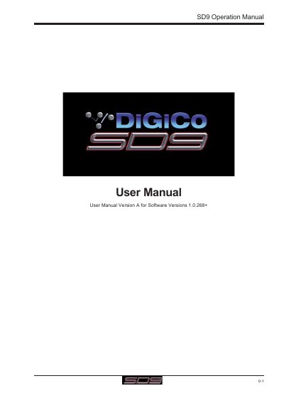 DiGiCo SD9 Operation Manual - cover page