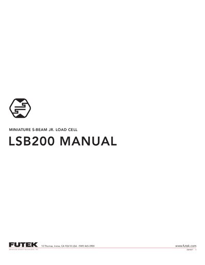 FUTEK LSB200 Miniature S-Beam Load Cell Manual - cover page