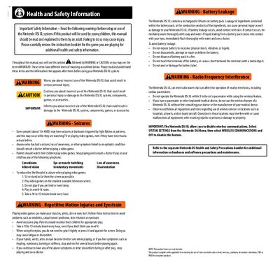 Nintendo DSi XL Health and Safety Information Manual