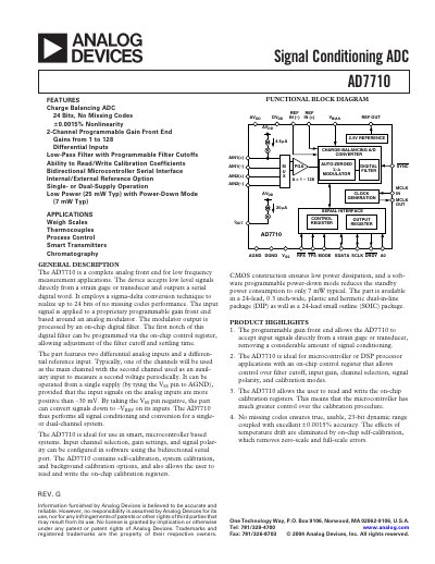 Analog Devices AD7710 Datasheet - cover page