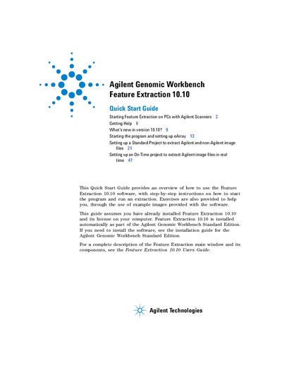 Agilent Feature Extraction 10.10 Quick Start Guide