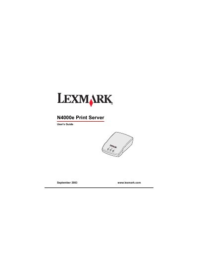 Lexmark N4000e Print Server User Manual - cover page