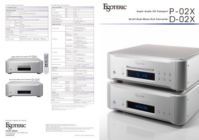 Esoteric P-02X / D-02X Super Audio CD Transport and Dual Mono D/A Converter Specifications - cover page