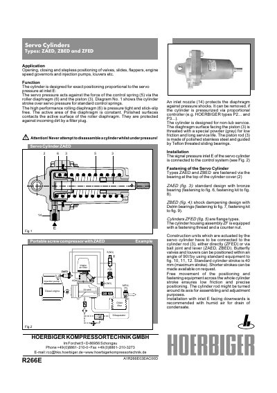 Hoerbiger ZAED, ZBED, ZFED Servo Cylinders Product Leaflet - cover page