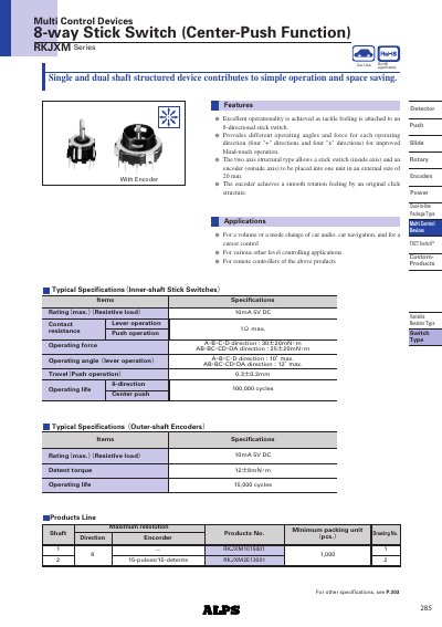 Multi Control Devices RKJXM Series Datasheet - cover page