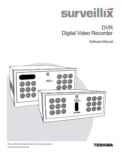 Toshiba Surveillix DVR Software Manual - cover page