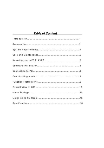 Genius MP3 Player User Manual