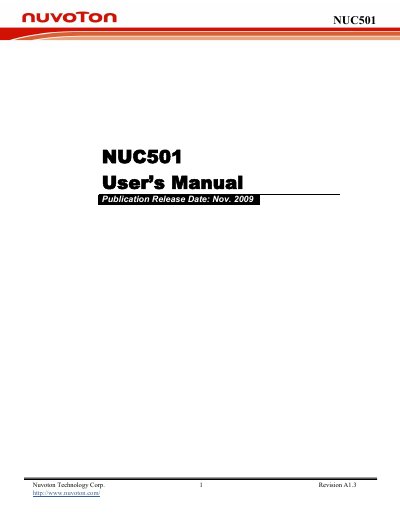 Nuvoton NUC501 Microcontroller User's Manual - cover page