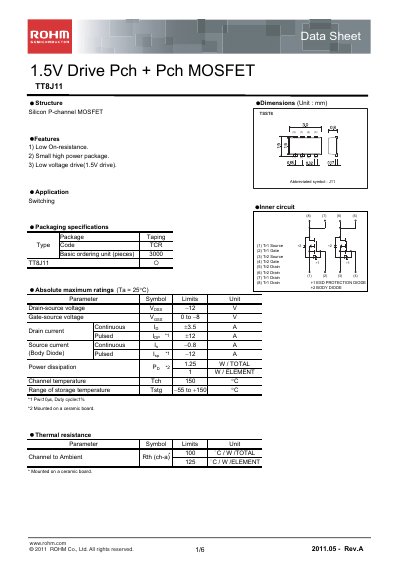 ROHM TT8J11 Datasheet - cover page