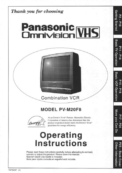 Panasonic PV-M20F8 Combination VCR Operating Instructions - cover page