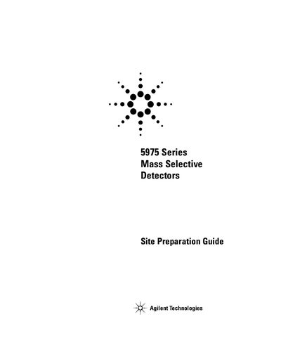 Agilent 5975 Series Mass Selective Detectors Site Preparation Guide - cover page