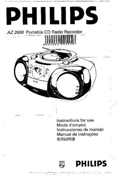Philips AZ 2000 Portable CD Radio Recorder User Manual - cover page