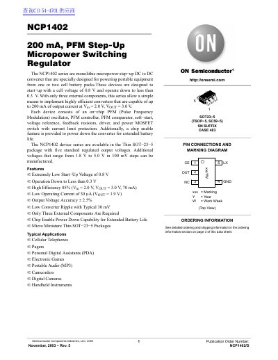 ON Semiconductor NCP1402 Datasheet