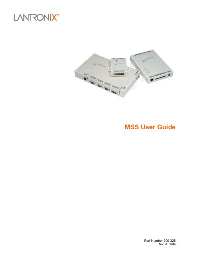 Lantronix MSS User Guide - cover page