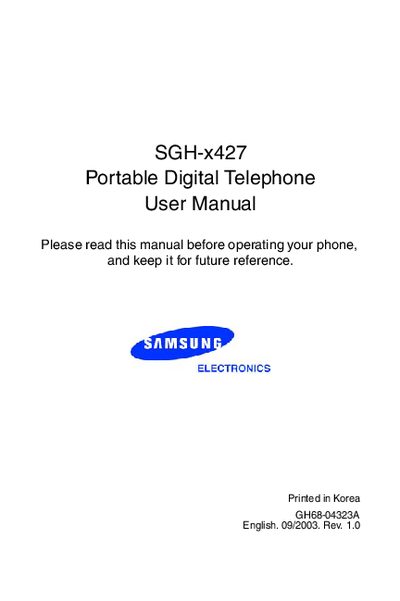 Samsung SGH-x427 User Manual - cover page