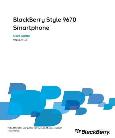 BlackBerry Style 9670 Smartphone User Guide - cover page
