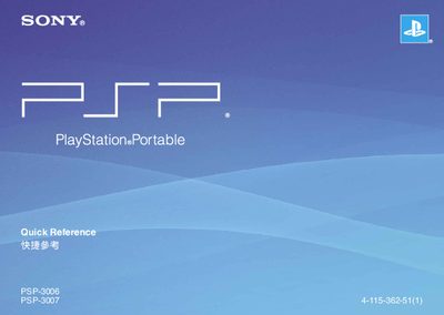 Sony PSP-3006/3007 Quick Reference Guide