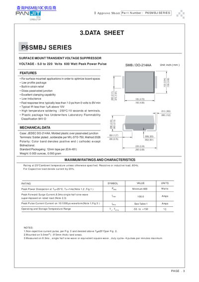 P6SMBJ Series Transient Voltage Suppressor Datasheet - cover page