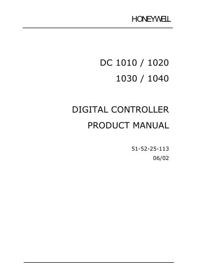 Honeywell DC1010/1020/1030/1040 Digital Controller User Manual