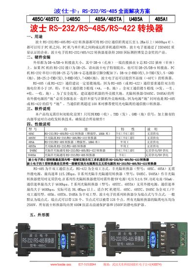 Bosika RS-232/RS-485/RS-422 Converter User Manual - cover page