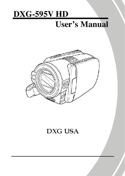 DXG DXG-595V HD Camcorder User Manual - cover page