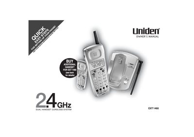 Uniden EXT1460 Cordless Telephone Owner's Manual - cover page