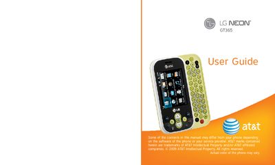 LG GT365 User Manual - cover page