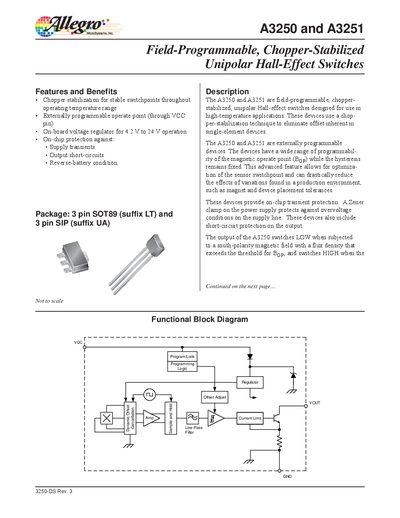 Allegro MicroSystems A3250/A3251 Hall-Effect Switches Datasheet - cover page