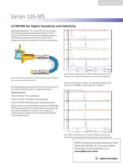 Agilent 320-MS LC/MS/MS Advantage Statement - cover page