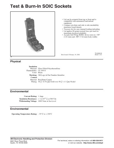 3M 34 Test & Burn-In SOIC Sockets Datasheet - cover page