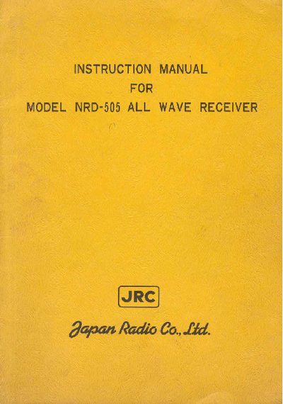JRC NRD-505 All-Wave Receiver Instruction Manual - cover page