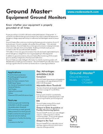 Credence Technologies CTC065 CTC065RT Ground Monitor Manual - cover page