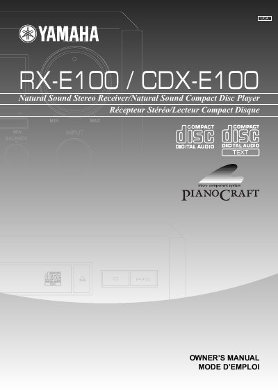 Yamaha RX-E100/CDX-E100 Owner's Manual - cover page