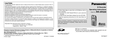 Panasonic RR-XR320 IC Recorder Operating Instructions - cover page