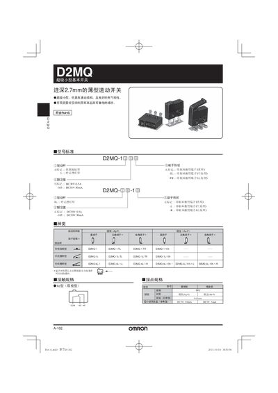 Omron D2MQ Basic Switch User Manual - cover page