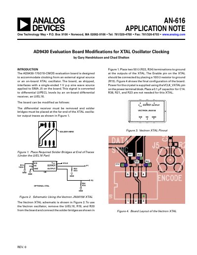 Analog Devices AN-616 AD9430 Evaluation Board Modifications Application Note - cover page