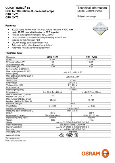 OSRAM QUICKTRONIC T8 Handbook - cover page