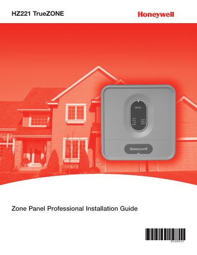 Honeywell HZ221 TrueZONE Installation Guide - cover page