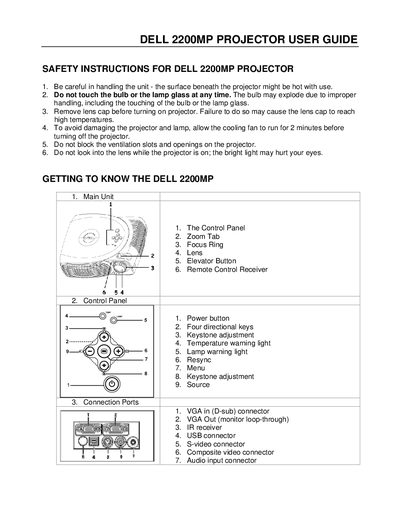 Dell 2200MP Projector User Guide - cover page