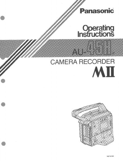 Panasonic AU-45H Camera Recorder User Manual - cover page