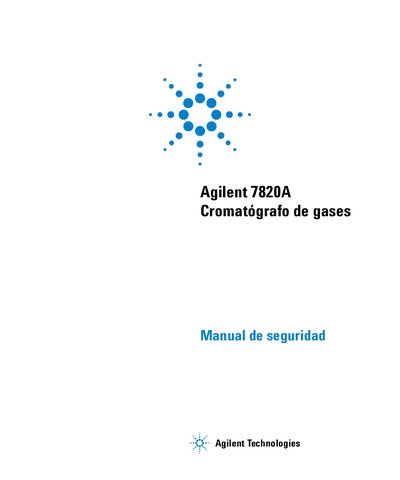 Agilent 7820A Gas Chromatograph Safety Manual - cover page
